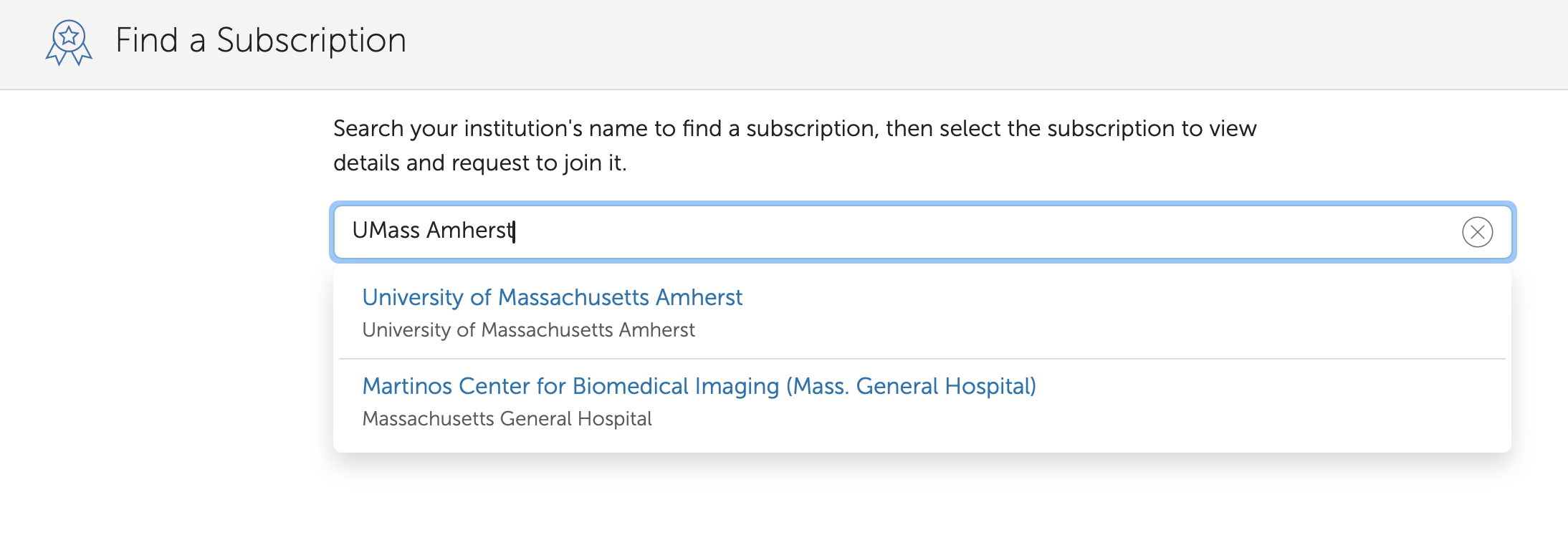 Globus Find a Subscription search bar