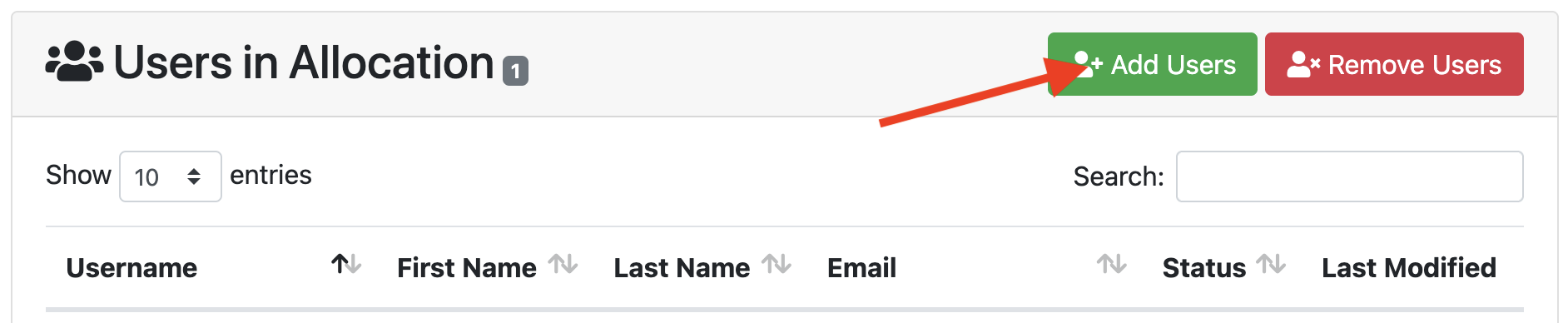 allocation portal add users to allocation button
